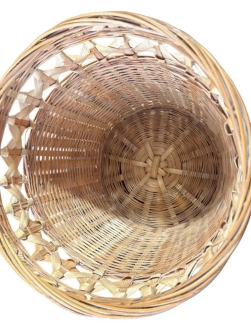Vintage Mid Century 60 70s Hand Woven Tiger Bamboo Planter Plant Pot Tikki Boho